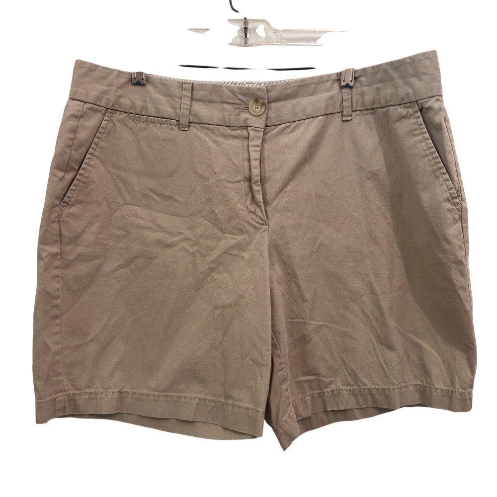 Ann Taylor LOFT Basic Summer Chino Shorts Khaki Tan 100% Cotton Twill Size 12
